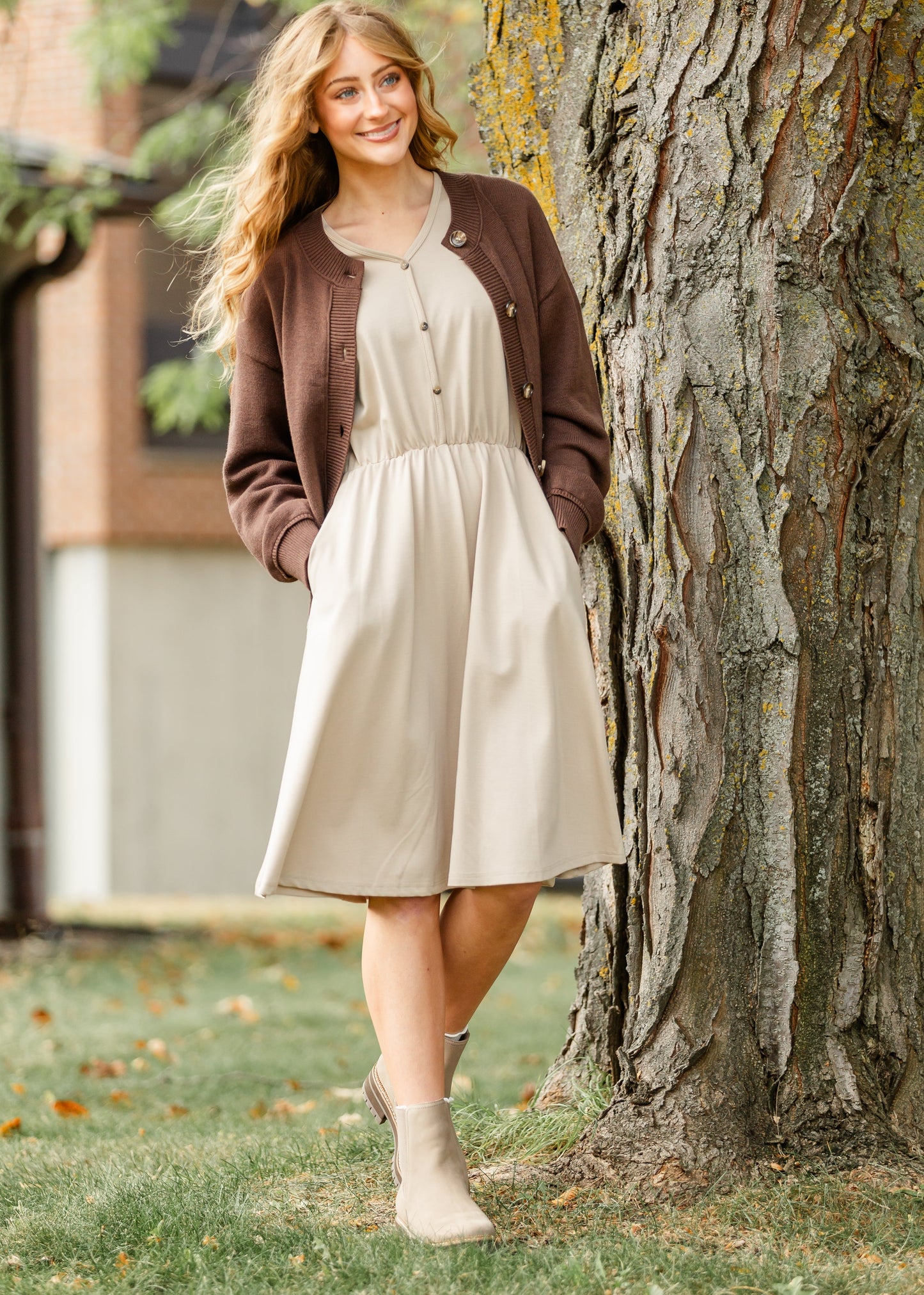 Ella Cinched Waist Midi Dress