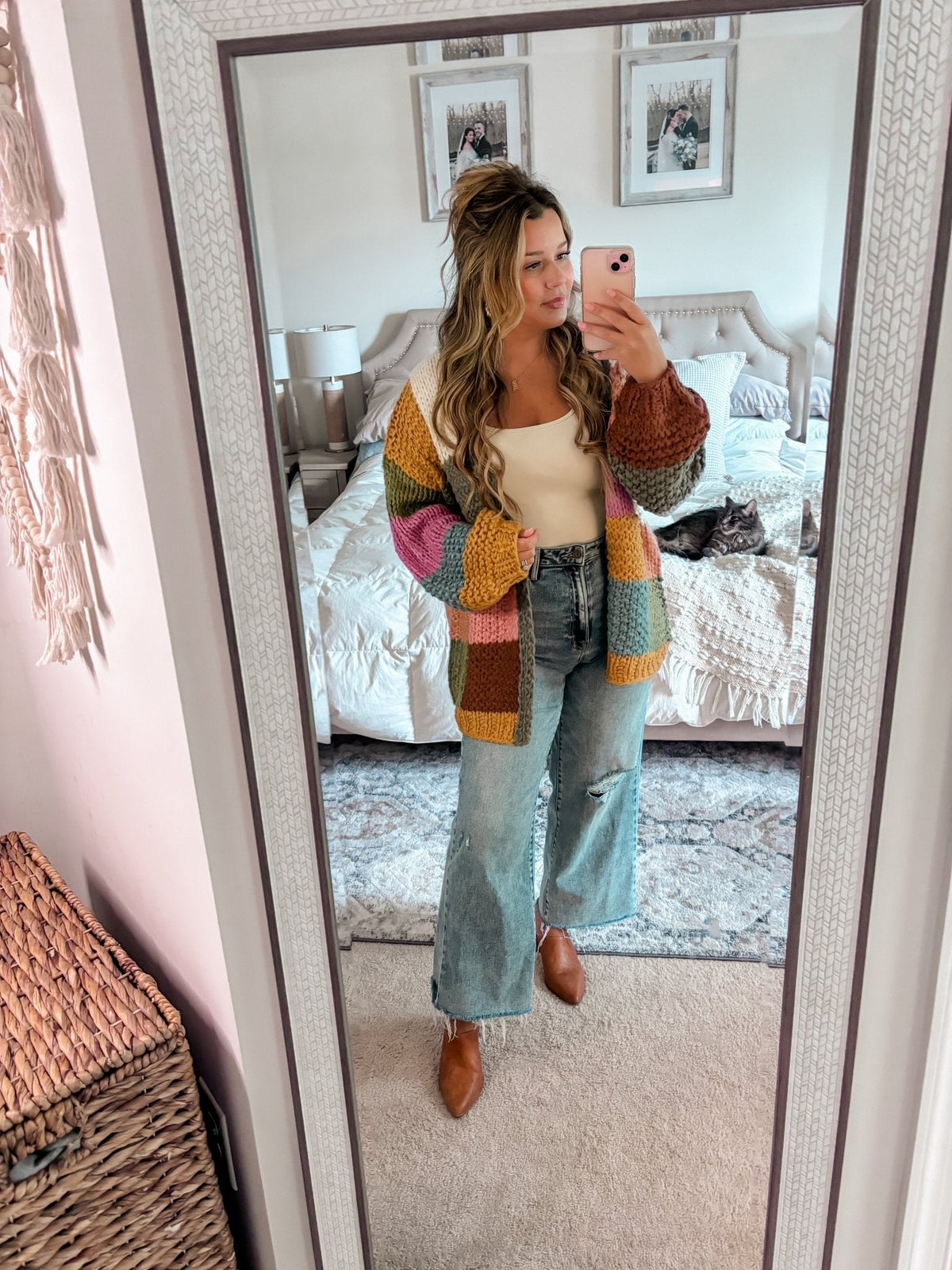 Falling Leaves Olive Color Block Cardigan - FINAL SALE