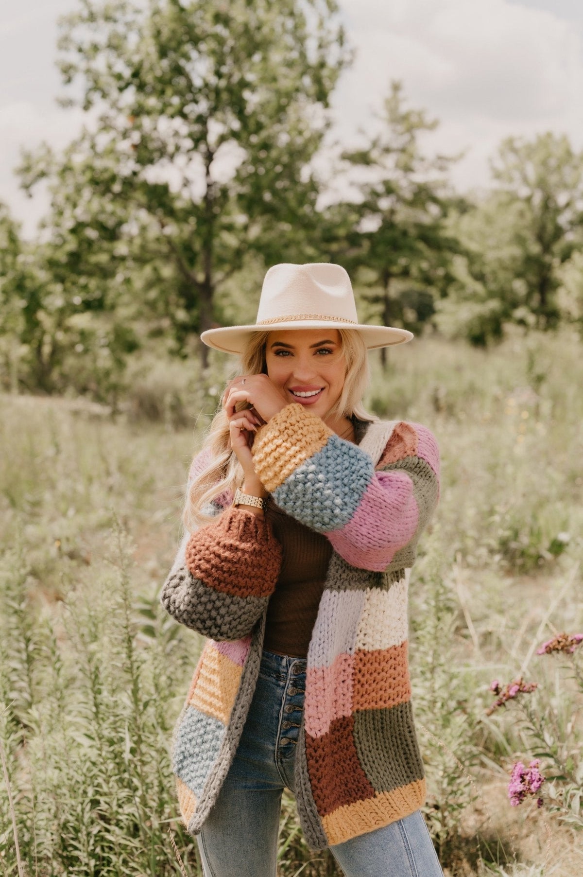 Falling Leaves Olive Color Block Cardigan - FINAL SALE