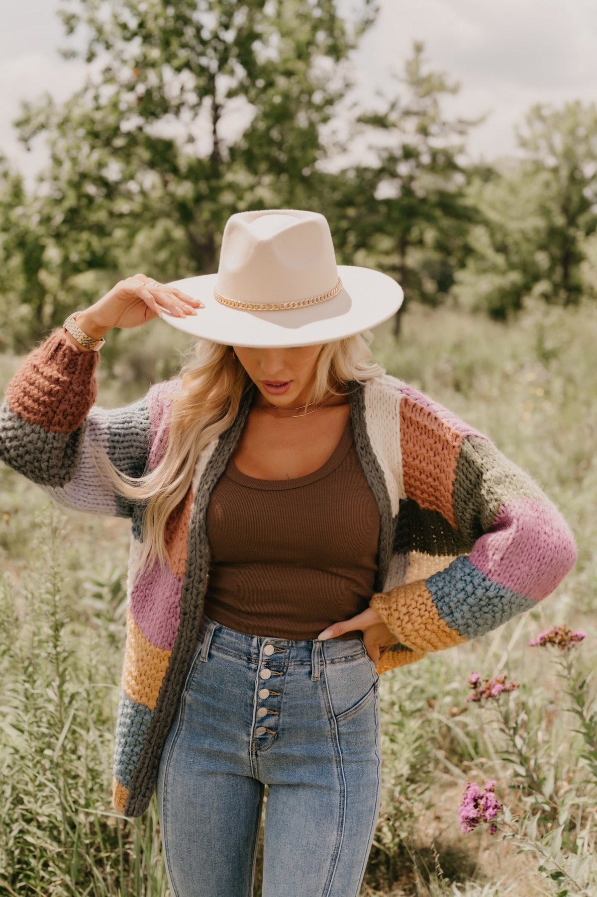 Falling Leaves Olive Color Block Cardigan - FINAL SALE