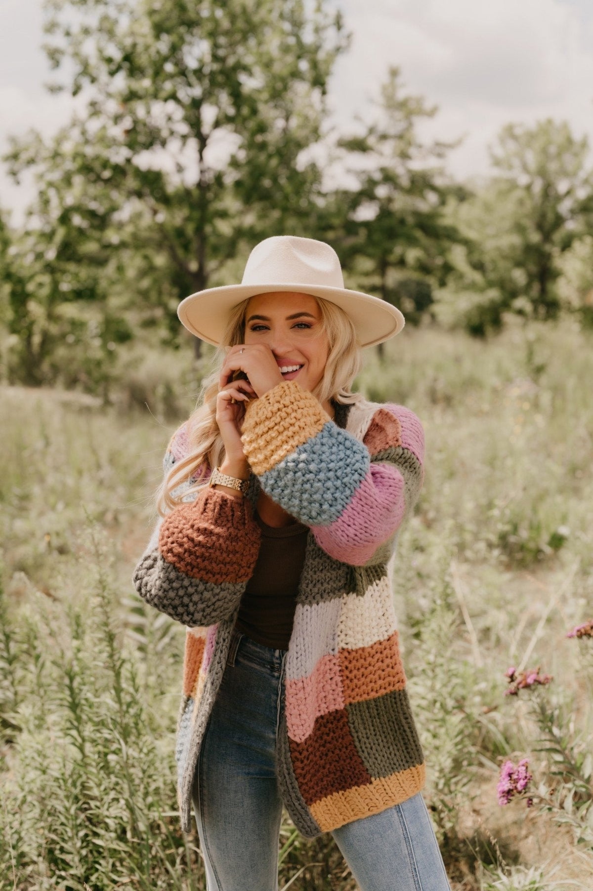 Falling Leaves Olive Color Block Cardigan - FINAL SALE
