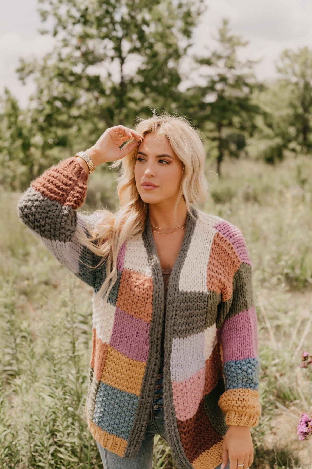 Falling Leaves Olive Color Block Cardigan - FINAL SALE