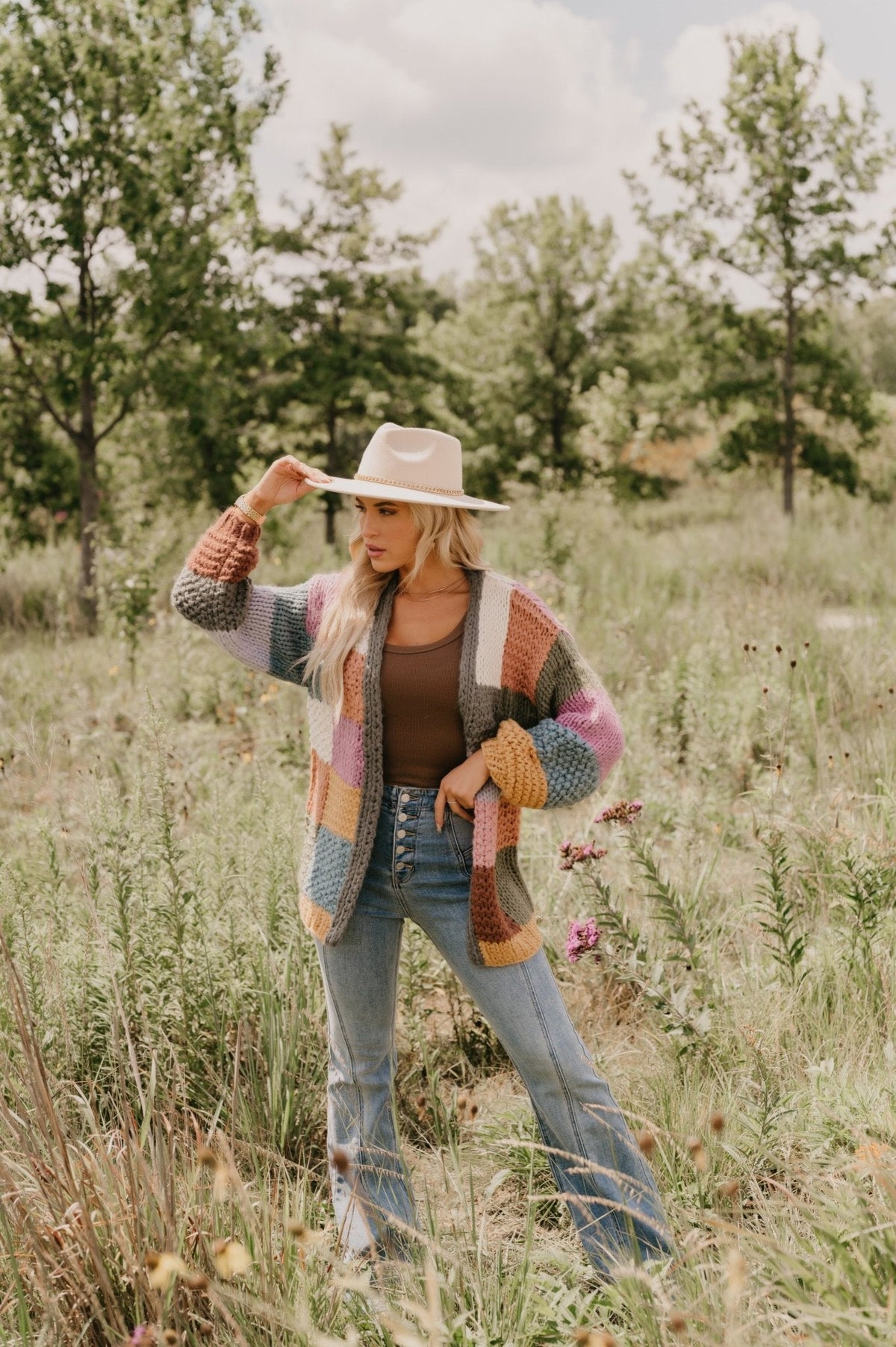 Falling Leaves Olive Color Block Cardigan - FINAL SALE