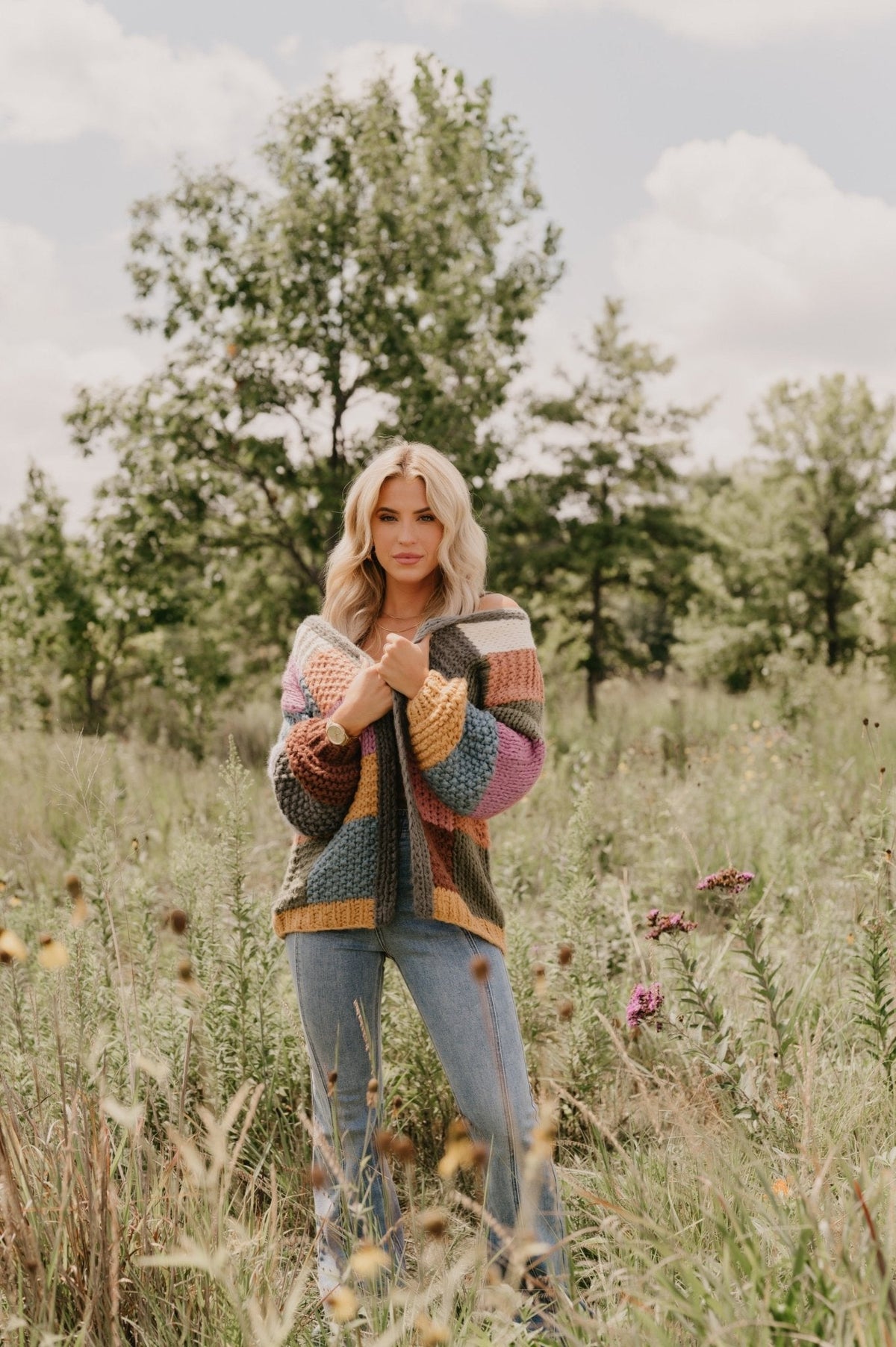 Falling Leaves Olive Color Block Cardigan - FINAL SALE