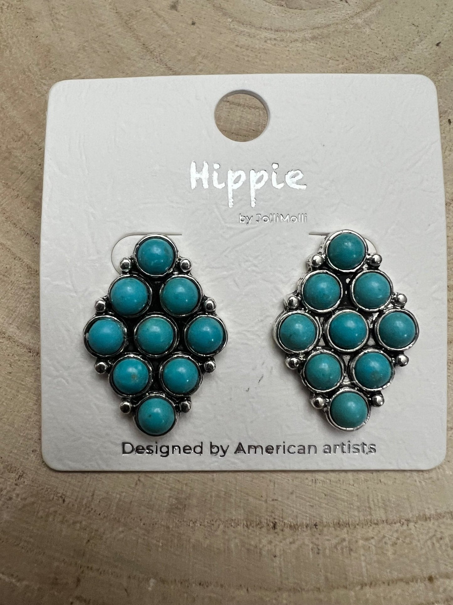 Faux Turquoise Cluster Post Earrings - 1 inch drop