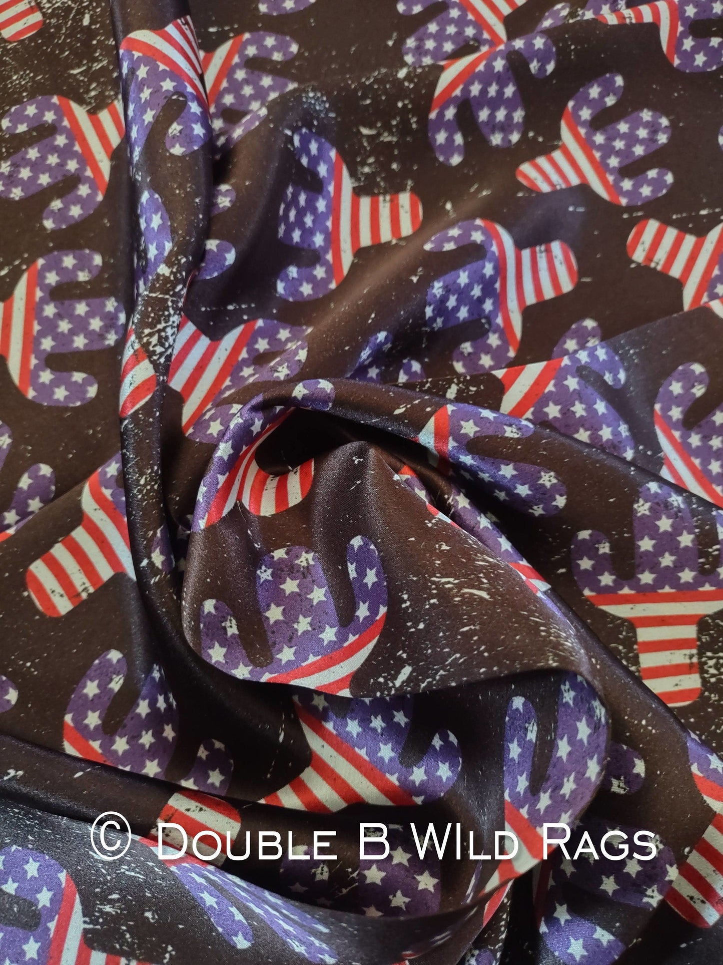 Wild Rag 100% SILK Patriotic Red White and Blue Cactus Cowboy Western Neck Scarf Bandanna by Double B Wild Rags