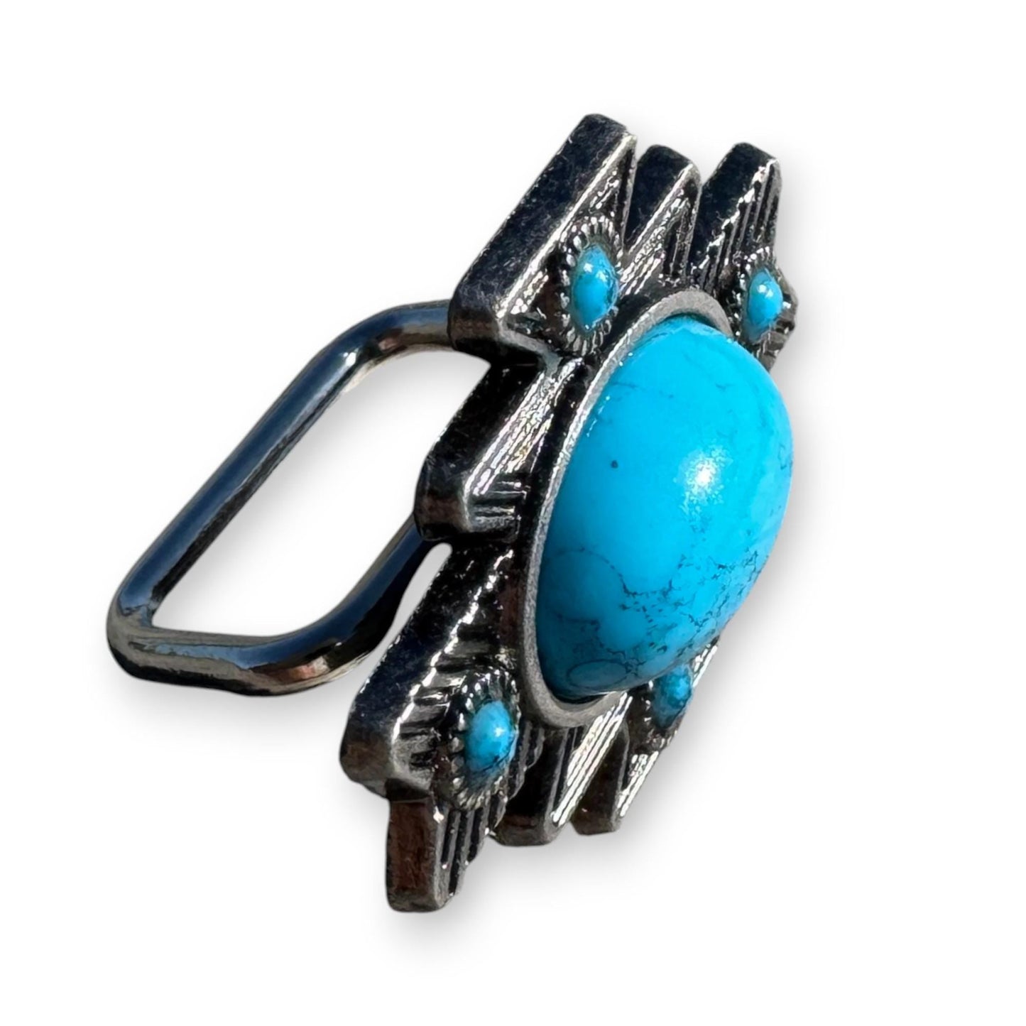 Southwestern Style Cowboy Scarf Slide Keeper with turquoise stone BY Double B Wild Rags
