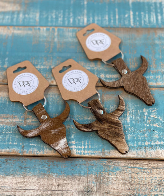 Steer Head Cowhide Keychain