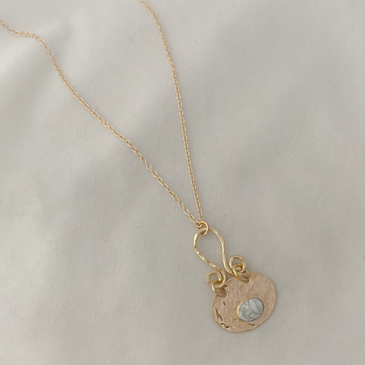 White Howlite with horseshoe Necklace
