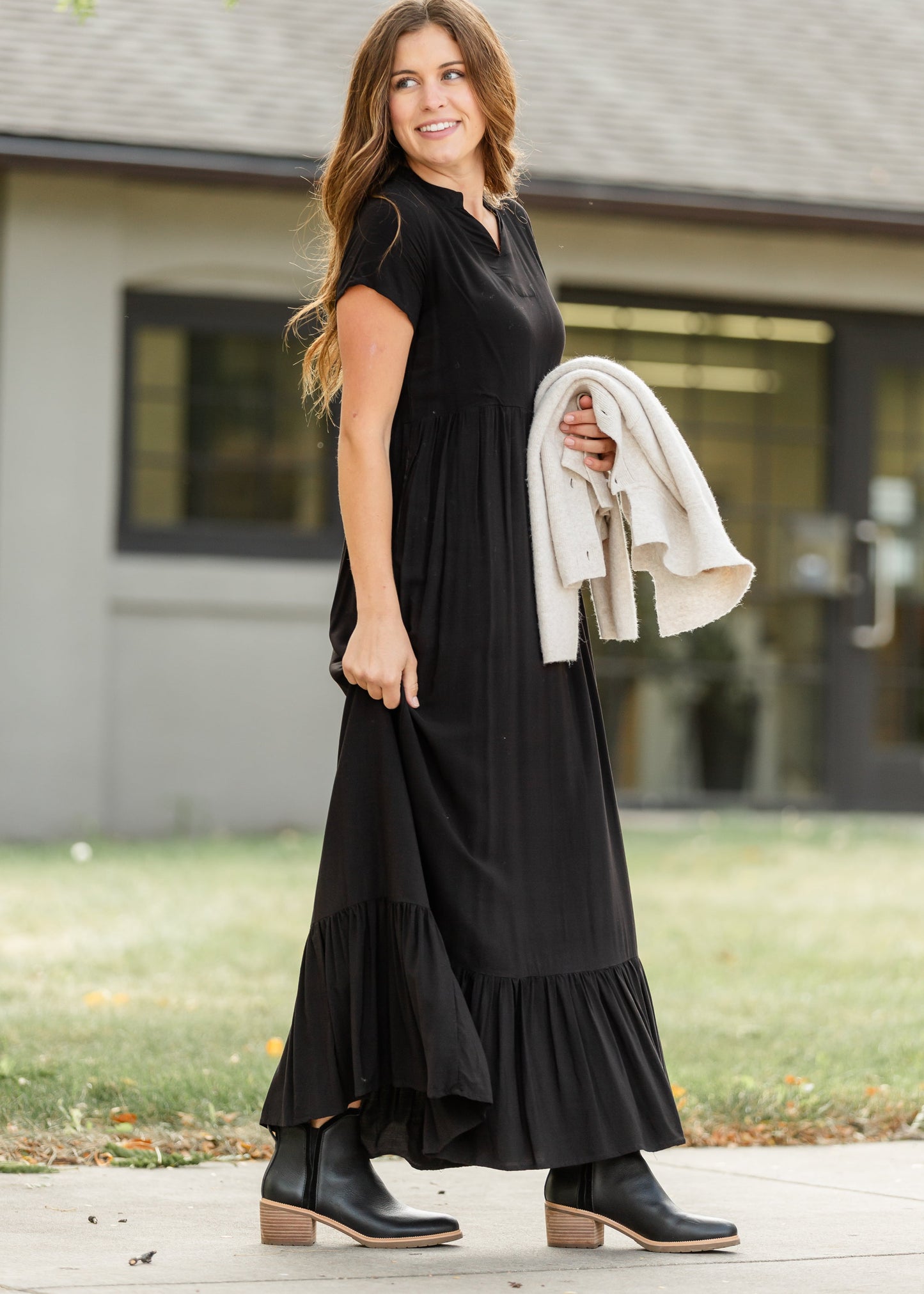 Jaydrien Flutter Sleeve Maxi Dress