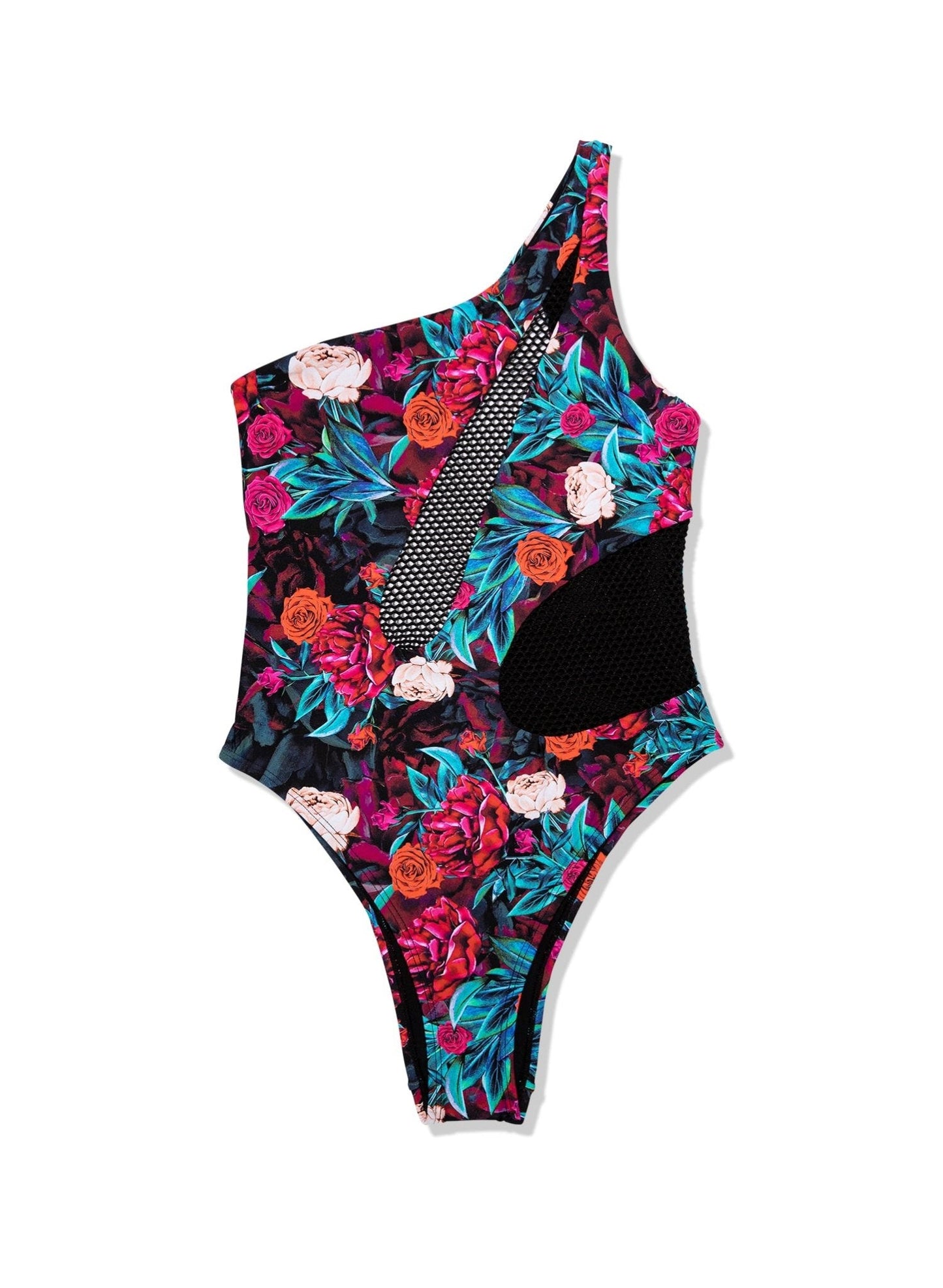 One Shoulder Mesh One-Piece - Kara | Rose Blossom