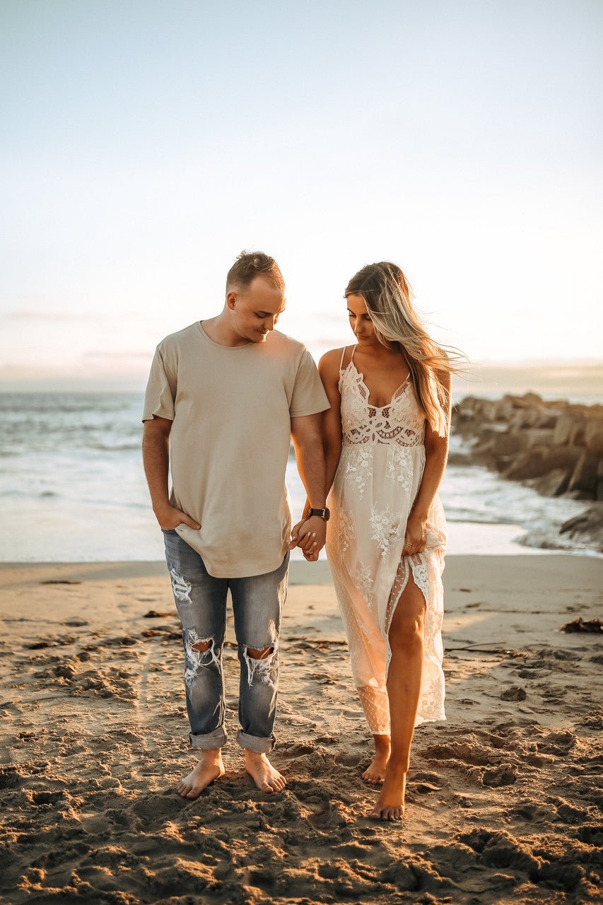 Paradise Island Scalloped Vanilla Lace Maxi Dress