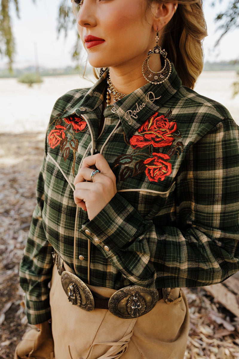 Plaid Petal Rodeo Button Up