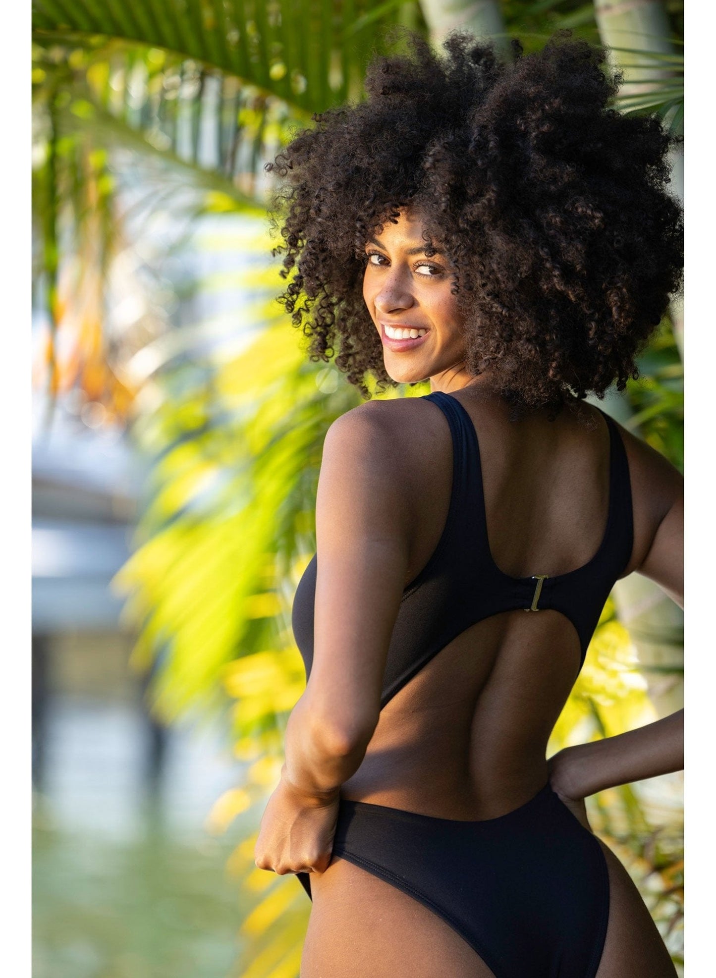 Front Knot Monokini Banded One-Piece - Stacey | My Private Jet Black
