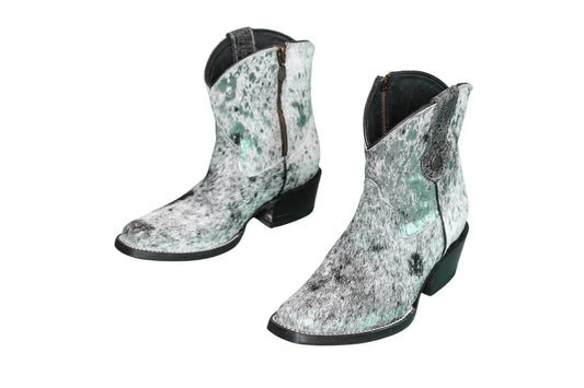 The Loretta Cowhide Boots - Turquoise Metallic Limited Edition