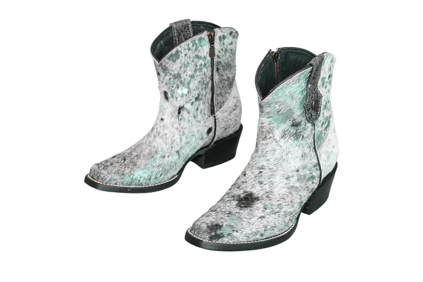 The Loretta Cowhide Boots - Turquoise Metallic Limited Edition