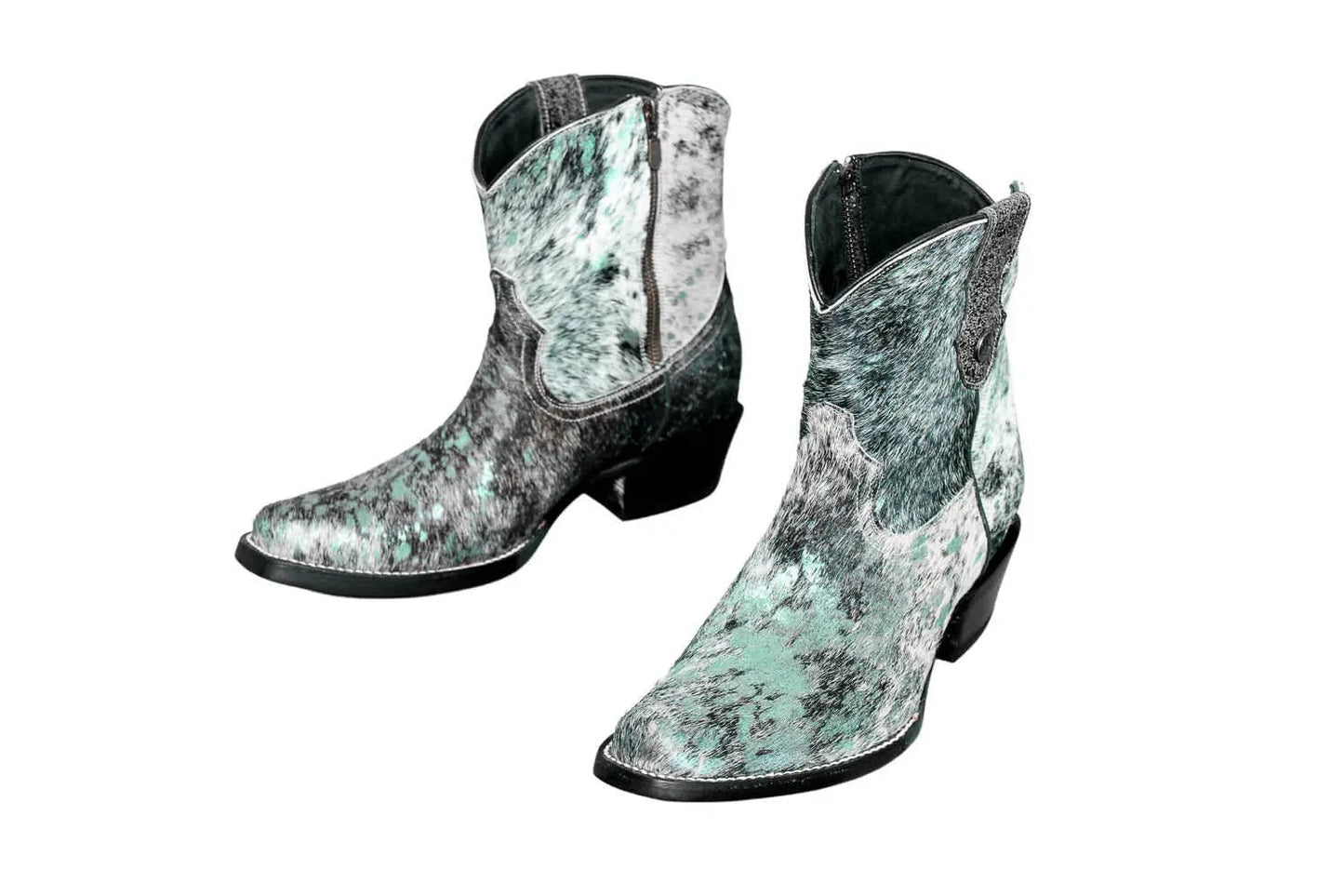 The Loretta Cowhide Boots - Turquoise Metallic Limited Edition