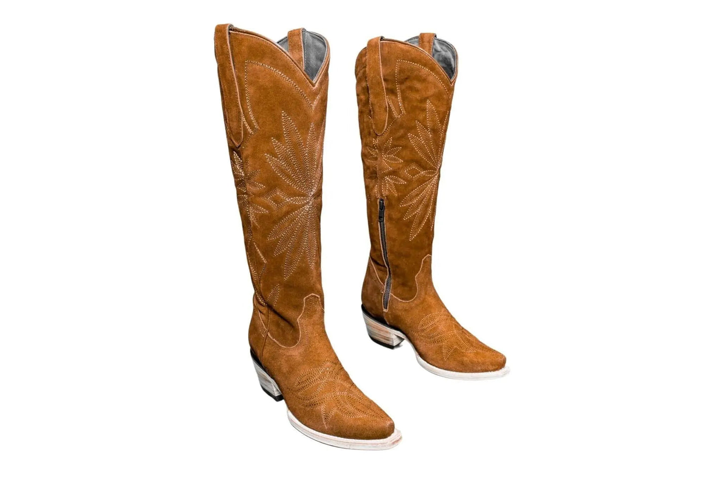 The Lorraine Knee-High Western Boots – Camel Suede