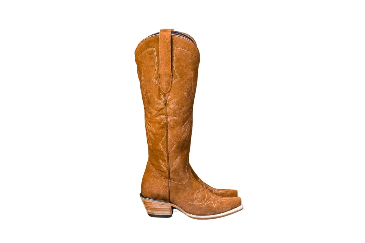 The Lorraine Knee-High Western Boots – Camel Suede