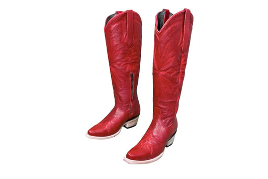 The Lorraine Knee-High Leather Boots – Red Full Grain