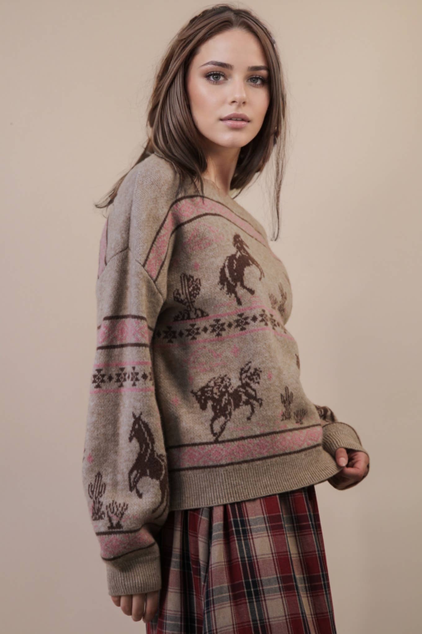 Western Express Knit Sweater - Taupe or Mauve