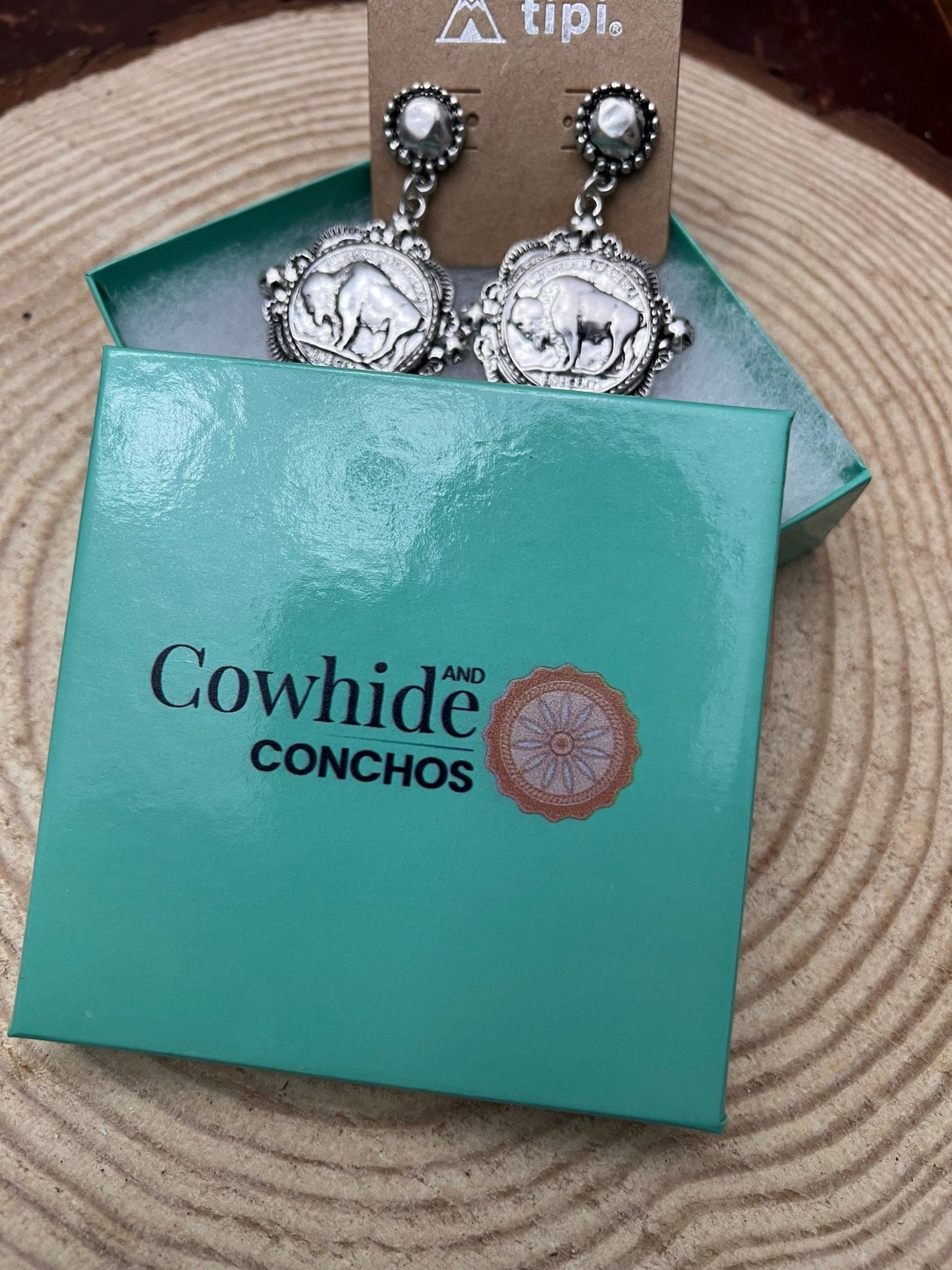 Western Faux Buffalo Coin Stud Earrings