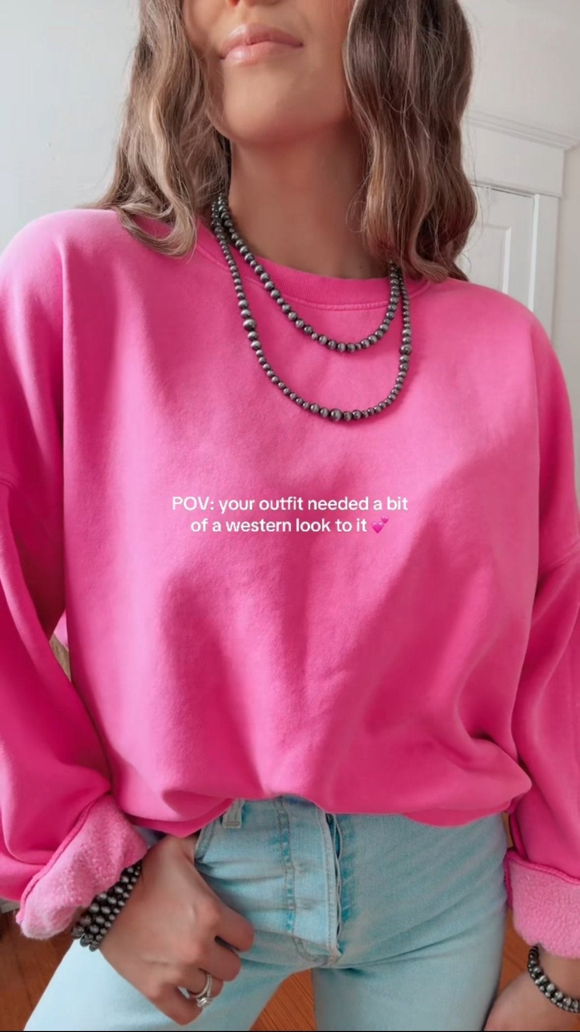 Western Faux Silver Pearl Necklace - 18 and 22 inch set