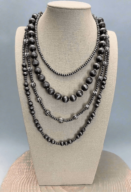 Western Faux Sterling Pearl Necklace Set - 16, 18, 20 and 22 inch set