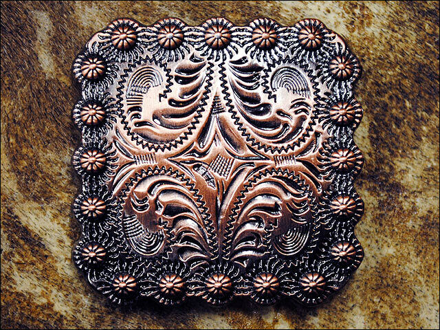Western Screw Back Concho Floral Carved Copper Saddle Bling Cowgirl